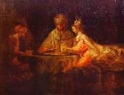 REMBRANDT Harmenszoon van Rijn Ahasuerus and Haman at the Feast of Esther oil painting on canvas